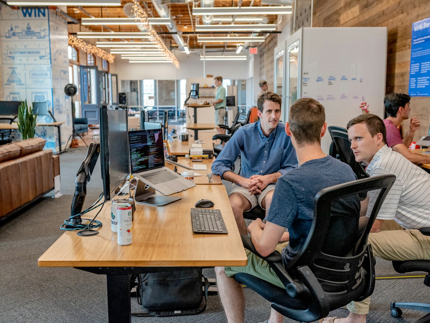 A small team working together in a modern office