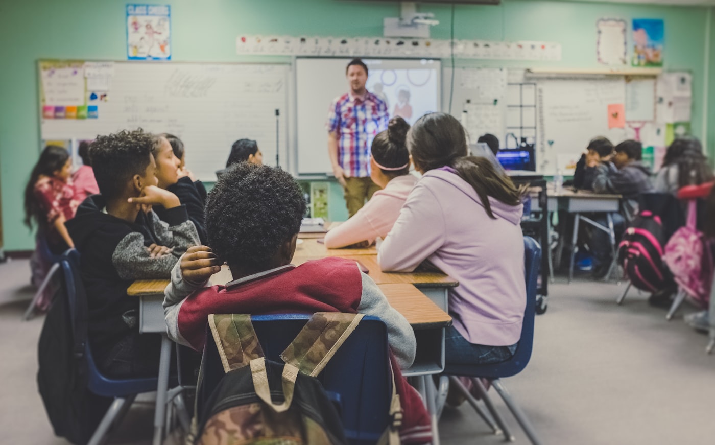 Students listening to a lecture in a classroom